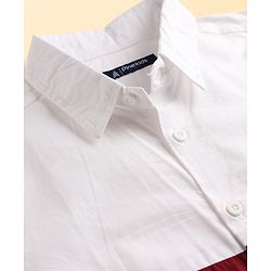 Pine Kids Cotton Woven Full Sleeves Colour Block Solid Colour Shirt - White Maroon & Navy
