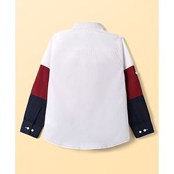 Pine Kids Cotton Woven Full Sleeves Colour Block Solid Colour Shirt - White Maroon & Navy