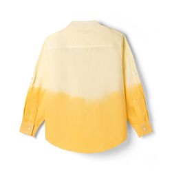 Pine Kids Cotton Woven Full Sleeves Solid Mandarin Collar Shirt with Ombre Effects-  Yellow