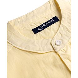 Pine Kids Cotton Woven Full Sleeves Solid Mandarin Collar Shirt with Ombre Effects-  Yellow
