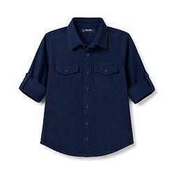 Pine Kids Cotton Woven Solid Full Sleeves Collared Shirt Navy Blue 4-5 Years