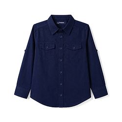 Pine Kids Cotton Woven Solid Full Sleeves Collared Shirt Navy Blue 4-5 Years