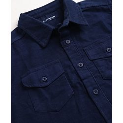 Pine Kids Cotton Woven Solid Full Sleeves Collared Shirt Navy Blue 4-5 Years