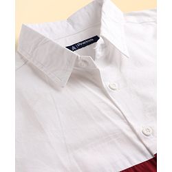 Pine Kids Cotton Woven Full Sleeves Colour Block Solid Colour Shirt - White Maroon & Navy