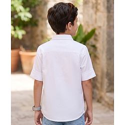 Pine Kids Cotton Woven Full Sleeves Colour Block Solid Colour Shirt - White Maroon & Navy
