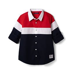 Pine Kids Cotton Woven Solid Shirts Roll Up Sleeves Navy Blue 4-5 Years