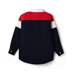 Pine Kids Cotton Woven Solid Shirts Roll Up Sleeves Navy Blue 4-5 Years
