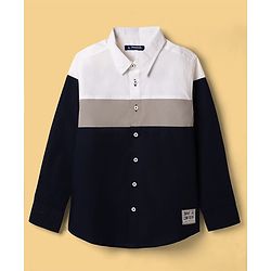 Pine Kids Cotton Woven Shirt Color Block Half Sleeves Navy Blue 4-5 Years