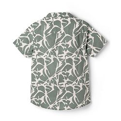 Pine Kids Cotton Woven Printed Shirts Half Sleeves Resort Collar Olive Green 4-5 Years