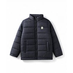 Pine Kids Woven Padded Winter Jacket with Full Sleeves - Black