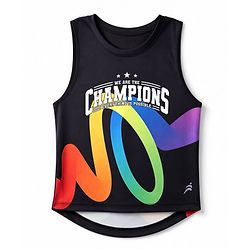 Pine Active Knit Sleeveless Tank T-Shirt With Champions Print - Black