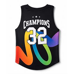 Pine Active Knit Sleeveless Tank T-Shirt With Champions Print - Black