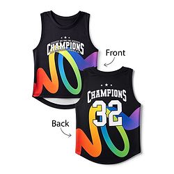 Pine Active Knit Sleeveless Tank T-Shirt With Champions Print - Black
