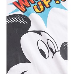 Pine Kids Disney Single Jersey Knit Full Sleeves T-Shirt & Pyjama Night Suit with Mickey Mouse Graphic - White
