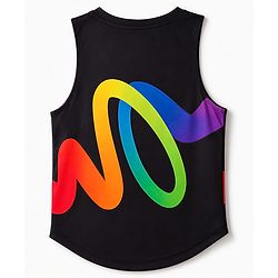 Pine Active Knit Sleeveless Tank T-Shirt With Balance Print - Black
