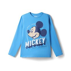 Pine Kids Disney Single Jersey Knit Full Sleeves  Mickey Mouse Printed T-Shirt & Pajama Night Suit -Blue