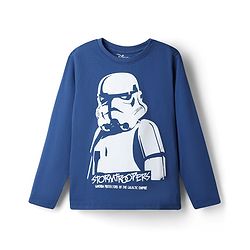 Pine Kids Single Jersey Knit Full Sleeves Star Wars Printed T-Shirt & Pyjama Night Suit- Blue