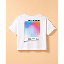 Pine Active Knit Drop Shoulder Half Sleeves Cropped T-Shirt With Text Print In Front & Back - White
