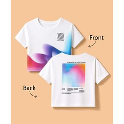 Pine Active Knit Drop Shoulder Half Sleeves Cropped T-Shirt With Text Print In Front & Back - White