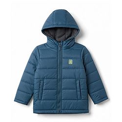 Pine Kids  Woven Full Sleeves Hooded Padded Solid Colour Jacket - Blue