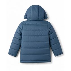 Pine Kids  Woven Full Sleeves Hooded Padded Solid Colour Jacket - Blue
