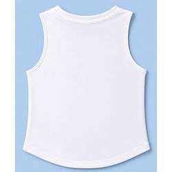 Pine Active Knit Sleeveless T-Shirt with Text Print - White