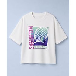 Pine Active Knit Drop Shoulder Half Sleeves T-shirt With Melbourne Text Graphic - White