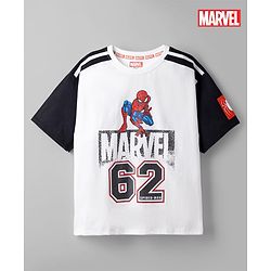 Pine Kids Marvel Single Jersey Knit Half Sleeves T-Shirt with Spider-Man Graphics - White