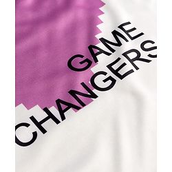 Pine Active Knit Drop Shoulder Half Sleeves Cropped T-Shirt Heart Print - White