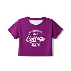 Pine Active Knit Drop Shoulder Half Sleeves Cropped T-Shirt With Text Print - Dark Pink