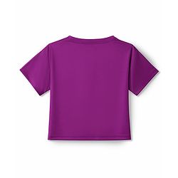Pine Active Knit Drop Shoulder Half Sleeves Cropped T-Shirt With Text Print - Dark Pink
