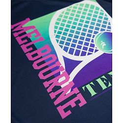 Pine Active Knit Drop Shoulder Half Sleeves Printed T-Shirt - Navy Blue