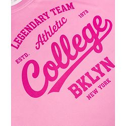 Pine Active Knit Drop Shoulder Half Sleeves Cropped Text Printed T-Shirt - Light Pink