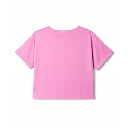 Pine Active Knit Drop Shoulder Half Sleeves Cropped Text Printed T-Shirt - Light Pink