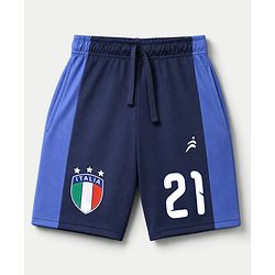 Pine Active Knit Half Sleeves T-Shirt & Shorts With Text Print - Blue