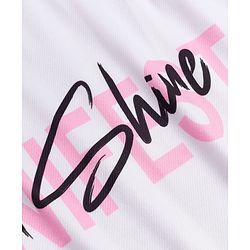 Pine Active Knit Half Sleeves Text Printed T-Shirt & Shorts Set - White & Pink