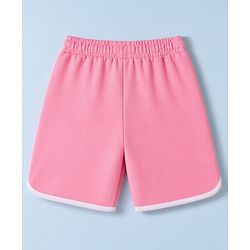 Pine Active Knit Half Sleeves Text Printed T-Shirt & Shorts Set - White & Pink