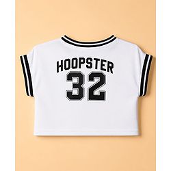 Pine Active Knit Sleeveless Hoopster 32 Printed Crop Tee With Shorts Set - White