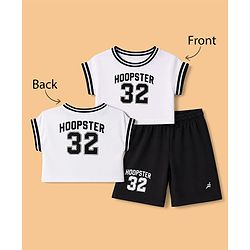 Pine Active Knit Sleeveless Hoopster 32 Printed Crop Tee With Shorts Set - White