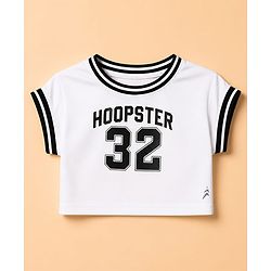 Pine Active Knit Sleeveless Hoopster 32 Printed Crop Tee With Shorts Set - White