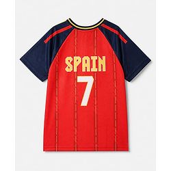Pine Active Knit Half Sleeves Tee With Shorts Football With Text Print - Red