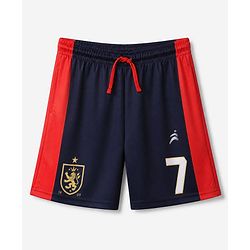 Pine Active Knit Half Sleeves Tee With Shorts Football With Text Print - Red