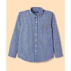 Pine Kids 100% Cotton WOven Full Sleeves Checked Shirt With Text Printed Tank T-Shirt - Multicolor