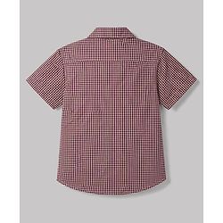 Pine Kids Cotton Woven Half Sleeves Checks Shirt With  Tank T-Shirt - Maroon