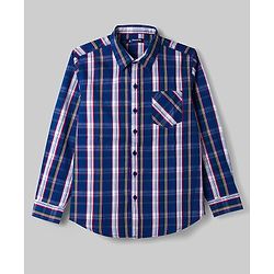 Pine Kids Cotton Woven Checks Shirt with T-Shirt Blue 4-5 Years