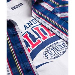 Pine Kids Cotton Woven Checks Shirt with T-Shirt Blue 4-5 Years