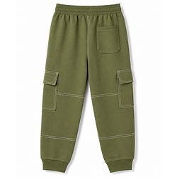 Pine Kids Knit Full Length Solid Colour Cut & Sew Lounge Pant - Olive Green