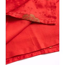 Pine Kids Woven Half Sleeves Floral Foil Printed Kurti Chudidar Set With Dupatta - Red
