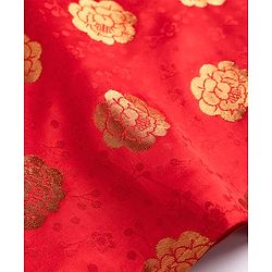 Pine Kids Woven Half Sleeves Floral Foil Printed Kurti Chudidar Set With Dupatta - Red