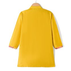 Pine Kids Woven Full Sleeves Floral Printed Kurta & Pyjama Set With Jacket - Yellow
